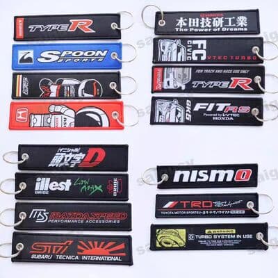 Custom Woven Logo Cute Comic Keyring Embroidery Motorcycle Car Lanyard Key Ring Tags Fabric Anime Jet Tags Embroidered Keychain