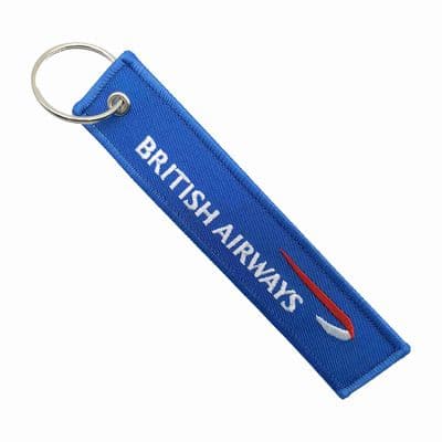 BRITISH AIRWAYS Custom Embroidered Keychain Scratch Resistant Fabric Custom Patch Keychain
